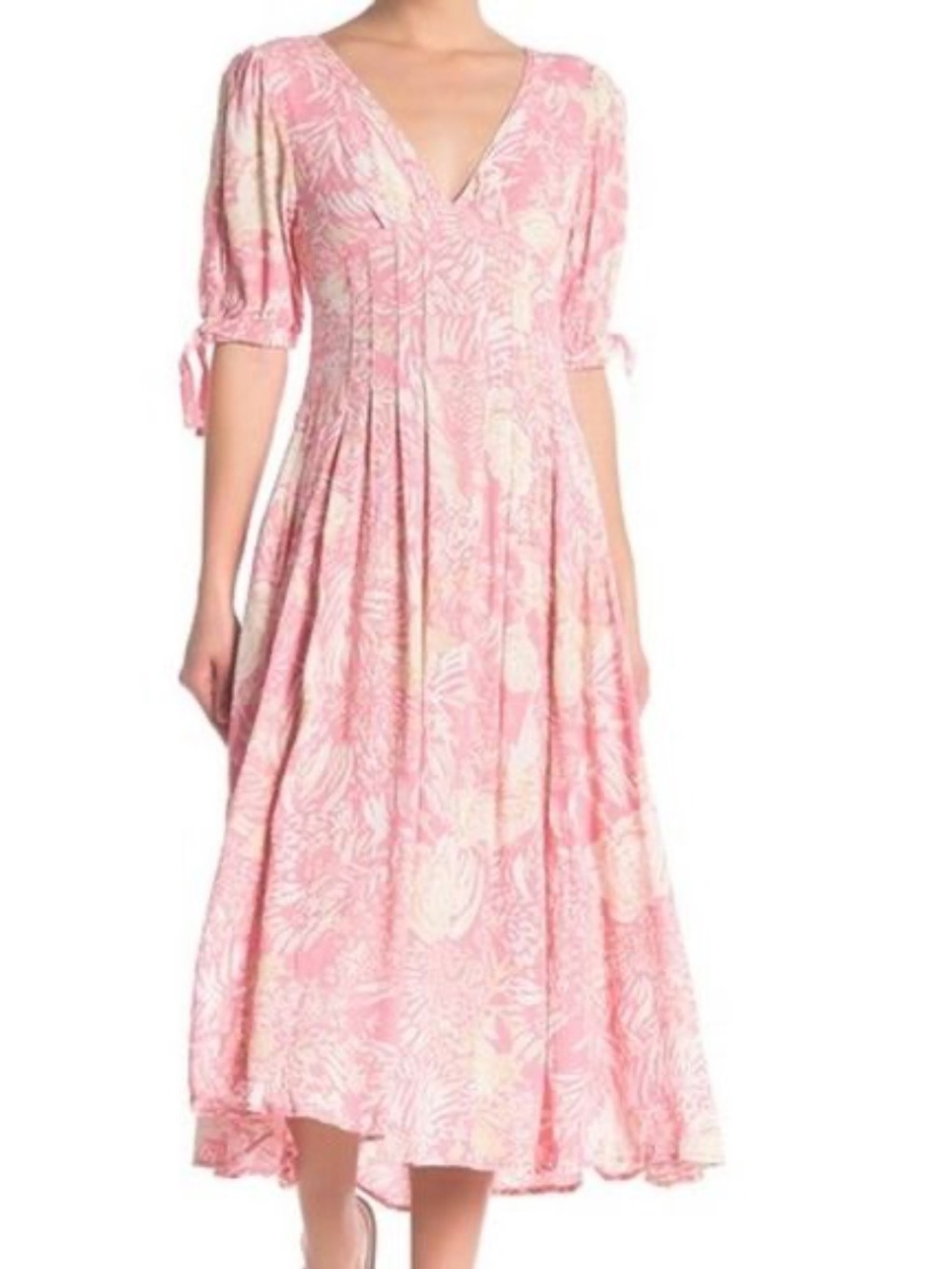 Free People "Forever Always" pink floral midi dress